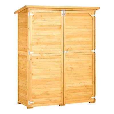 Vevor Outdoor Wooden Storage Shed Waterproof Garden Tool Metal Shed 55.12x67.52 Inch In Brown