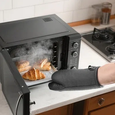 Vevor Oven Mitts With Silicone Grip 500℉ Heat-resistant Kitchen Oven Mitts 2 Pcs In Gray