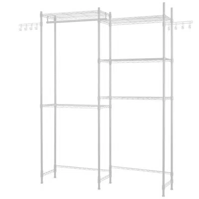 Vevor Over The Washer And Dryer Storage Shelf, 5 Tier Laundry Room Drying Rack With Hanger Rod And Hooks,  In White