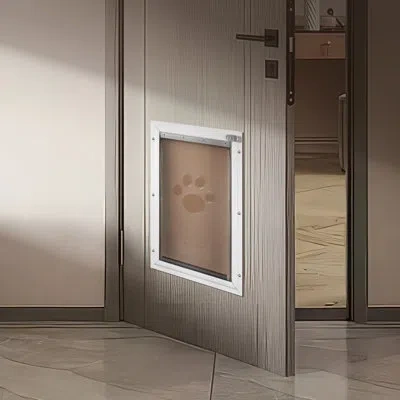 Vevor Pet Door For Door With Lock And Magnetic Flap System Aluminum Frame In White