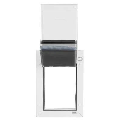 Vevor Pet Door, Medium, With Three Magnetic Flaps And Metal Frame, Strong And Weatherproof Dog Door For In In White