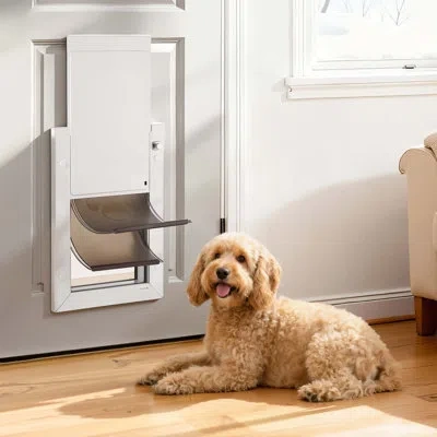Vevor Pet Door, X-large, With Double Magnetic Flaps And Metal Frame, Strong And Weatherproof Dog Door For  In White