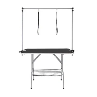 Vevor Pet Grooming Table Two Arms With Clamp, 46'' Dog Grooming Station, Bearing 330lbs, Foldable Pets Gro In Silver