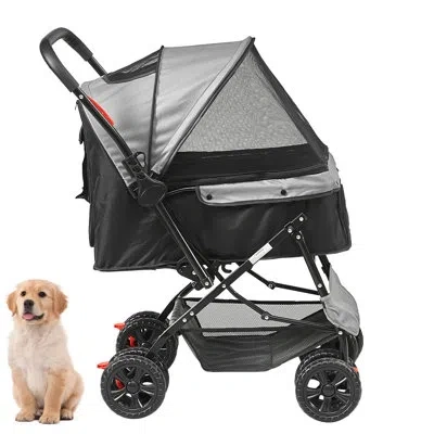 Vevor Pet Stroller, 4 Wheels Dog Stroller Rotate With Brakes, 44lbs Weight Capacity, Puppy Stroller With R In Black