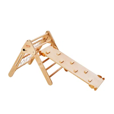 Vevor Pikler Triangle Set, 4 In 1 Toddler Climbing Toys Indoor Playground, Large Size Wooden Climbing Gym  In Neutral