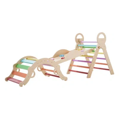 Vevor Pikler Triangle Set, 9-in-1 Toddler Climbing Toys Indoor, With Xylophone, Cushion, Triangle, Arch, A In Multicolor
