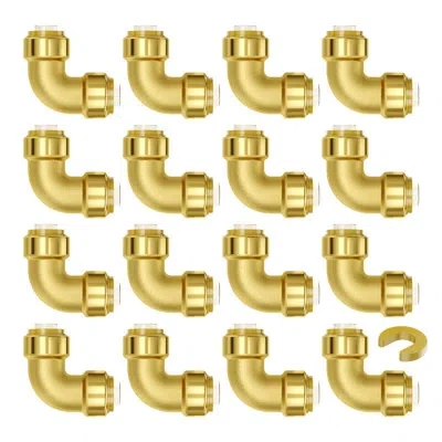 Vevor Pipe Fittings 1/2" 12pcs Brass Pipe Fittings Elbow Push-fit For Air System