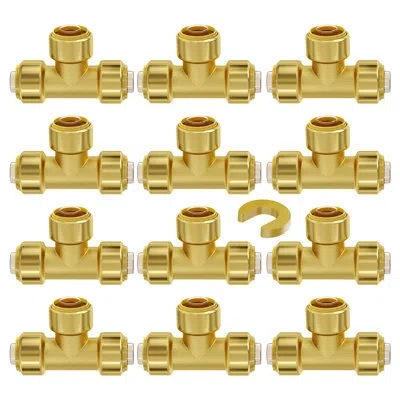 Vevor Pipe Fittings 1/2" 12pcs Tee Brass Push-fit For Heating/shower System