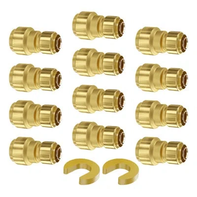 Vevor Pipe Fittings 1/2"-3/4" 12pc Brass Straight-through Push-fit For Air