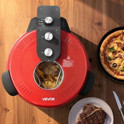 Vevor Pizza Oven, 14 In Electric Pizza Maker, 1600w Electric Pizzas Cooker With Cordierite Stone, 5-mode T In Red