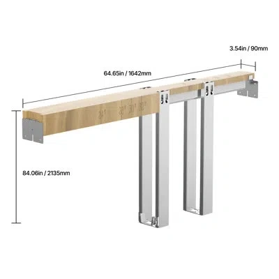 Vevor Pocket Door Frame Kit Pocket Door Kit Door Steel In Silver;natural
