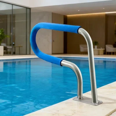 Vevor Pool Rail, 31 X 22 Inch Pool Handrail, 220 Lbs Load Capacity Heavy Duty 304 Stainless Steel Swimming In Blue;silver