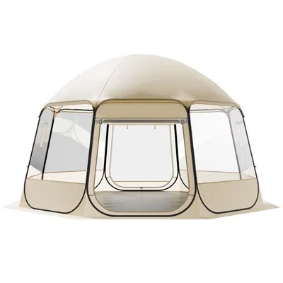 Vevor Pop Up Bubble Tent, 15 X 13.8 Ft Waterproof & Uv-resistant, Clear Camping Tent Shelter, Outdoor Gard In Brown