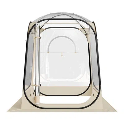 Vevor Pop Up Sports Tent, 50x50 In Clear Bubble Tent For 1 Person, Waterproof Outdoor Pod With Floor Mat & In Brown