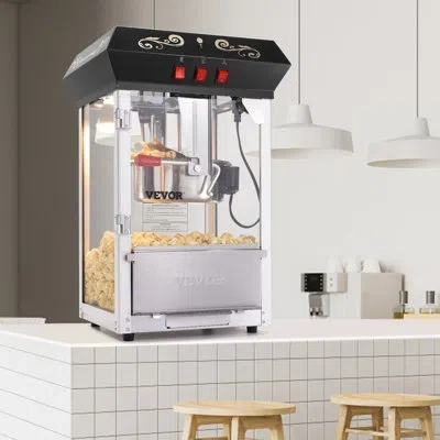 Vevor Popcorn Popper Machine Countertop Popcorn Maker 850w 8 oz 48 Cups Black