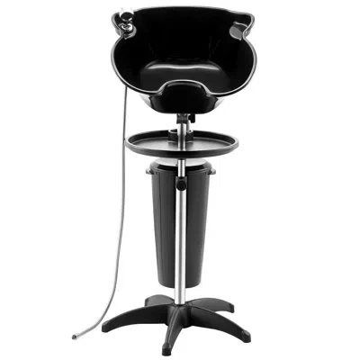 Vevor Portable Shampoo Bowl, Deep Shampoo Sink With Adjustable Height & Angle, Washing Hair Station Includ In Silver;matte Black