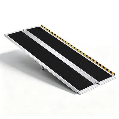 Vevor Portable Wheelchair Ramp, 6ft, Non-slip Aluminum Folding Handicap Ramp For Wheelchair, 800 Lbs Capac In Black