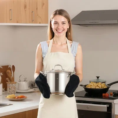 Vevor Pot Holders Heat Resistant 500°f With Anti-slip Silicone Strips In Black
