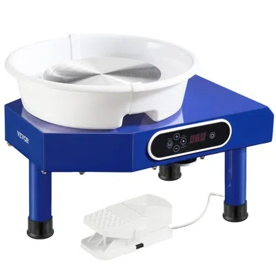 Vevor Pottery Wheel, 10 In Ceramic Wheel Forming Machine, 60-300 Rpm Adjustable Speed With Foot Pedal, Abs In Blue