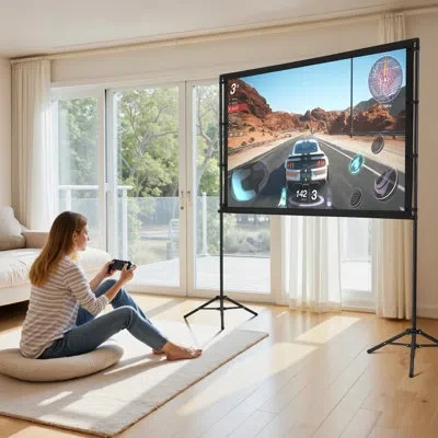Vevor Projector Screen With Stand, 84 Inch 160° Wide Angle Indoor Outdoor Projection Screen, 16:9 4k Hd Wr In Multi
