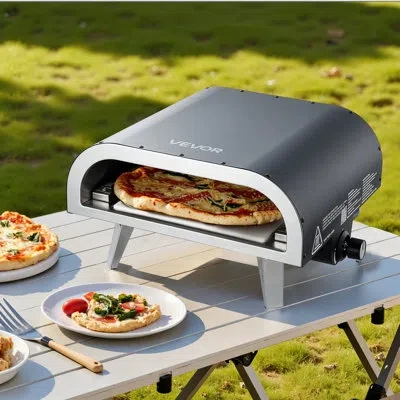 Vevor Propane Outdoor Pizza Oven, 12 Inch Gas Pizza Maker, Portable Pizza-cooker With Thickened Pizza-ston In Black