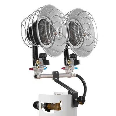 Vevor Propane Tank Top Heater, 30000 Btu Rapid Heating 180-degree Infrared Radiant Tank Top Gas Heater, 3  In Silver