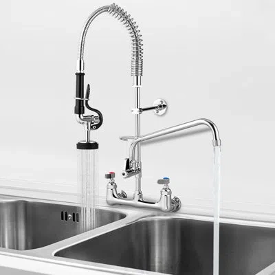 Vevor Pull Down Double Handle Kitchen Faucet In Silver