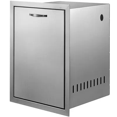 Vevor Pull Out Trash Drawer 16wx22h Inch, Bbq Island Outdoor Kitchen Drawer, Stainless Steel Trash Drawer  In Silver