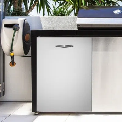 Vevor Pull Out Trash Drawer 18"x23", Bbq Island Outdoor Kitchen Drawer, Stainless Steel Trash Drawer With  In Silver