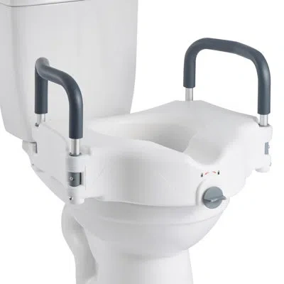 Vevor Raised Toilet Seat With Arms, 300 Lbs Load Capacity, 5-inch Lift Height, Widened Commode Elevated To