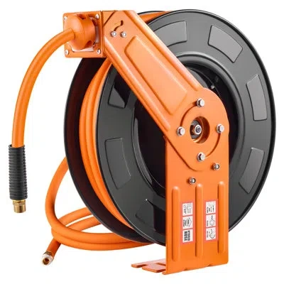 Vevor Retractable Air Hose Reel, 1/2 In X 50 Ft Hybrid Air Hose Max 300psi, Air Compressor Hose Reel Auto- In Black