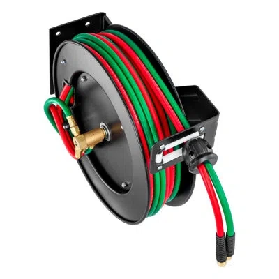 Vevor Retractable Welding Hose Reel 1/4 In X 50ft Oxygen Acetylene Rubber Hose R Grade In Black;green;red