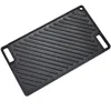 Vevor Reversible Grill/griddle, 9.7"x16.7" Pre-seasoned Cast Iron Griddle, Rectangular Double Burner Gridd In Black