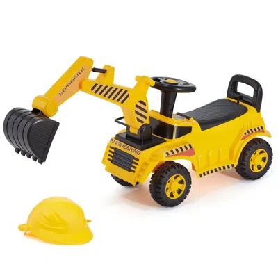 Vevor Ride On Toddler Car, Push Car For Toddler 19 To 36 Months, Excavator Digger Toy With Helmet & Music,