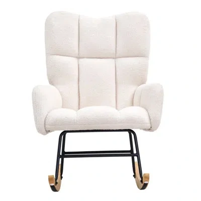 Vevor Rocking Chair Nursery, Glider Rocking Chair With Soft Seat And High Backrest, 250 Lbs Weight Capacit In White