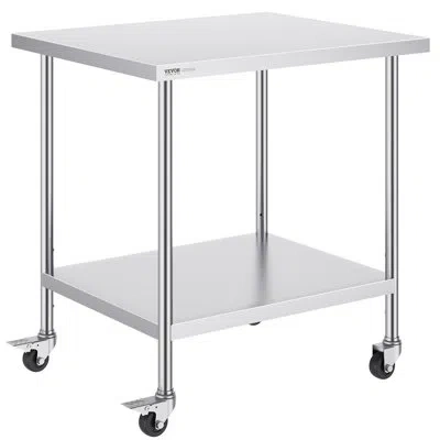 Vevor Rolling Kitchen Cart With Stainless Steel Top