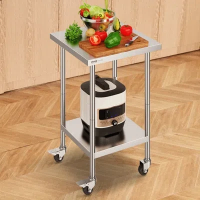 Vevor Rolling Kitchen Cart With Stainless Steel Top In Silver
