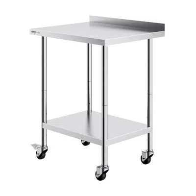 Vevor Rolling Kitchen Cart With Stainless Steel Top In Silver
