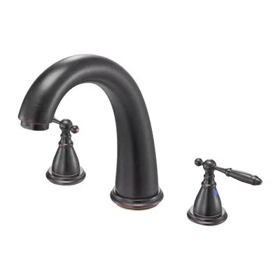 Vevor Roman Tub Faucet, 3 Hole Waterfall Bathtub Faucet, Gooseneck Bath Tubs Faucets Set With 2 Handles, R In Bronze