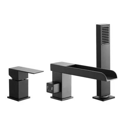 Vevor Roman Tub Faucet, 3 Hole Waterfall Bathtub Faucet, Widespread Roman Tub Faucets With Shower Head & 1 In Black