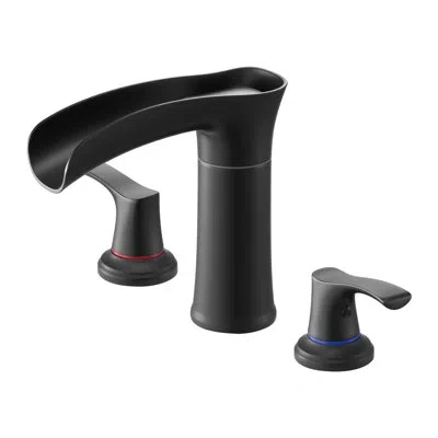 Vevor Roman Tub Faucet 3 Hole Waterfall Bathtub Faucet Zinc Alloy 2 Handles In Matte Black