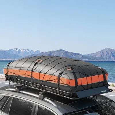 Vevor Roof Rack Basket, 84 X 39 X 4.1 In, Universal Rooftop Cargo Carrier With 7.9 X 3.9 X 10.2 In Cargo B In Black