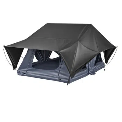 Vevor Rooftop Tent, 2-3 Person Foldable Aluminum Roof Top Tent With Tri-color Led Light, Thick Mattress &  In Black