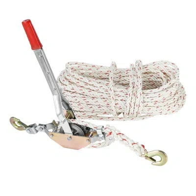 Vevor Rope Puller, 3/4 Ton (1,653 Lbs) Pulling Capacity, With 100' Of 0.6" Dia. Rope, 2 Hook