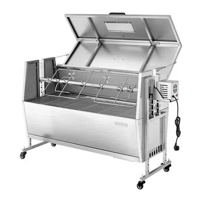 Vevor Rotisserie Grill, 38w Bbq Outdoor Pig & Lamb Spit Roaster, Charcoal Spit Roaster With 132 Lbs Capaci In Stainless Steel