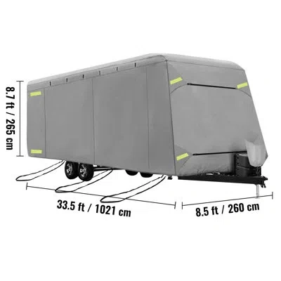 Vevor Rv Cover,travel Trailer Rv Cover, Windproof Rv & Trailer Cover, Extra-thick 4 Layers Waterproof ,ant In Gray