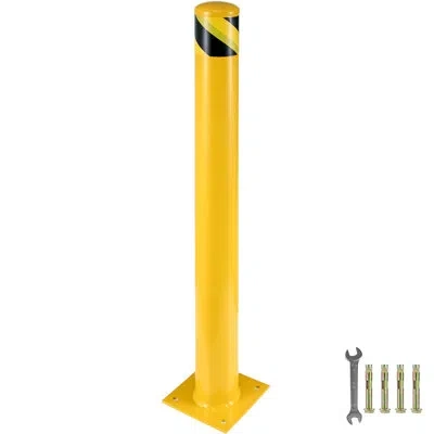 Vevor Safety Bollard Steel Bollard Barrier In Yellow