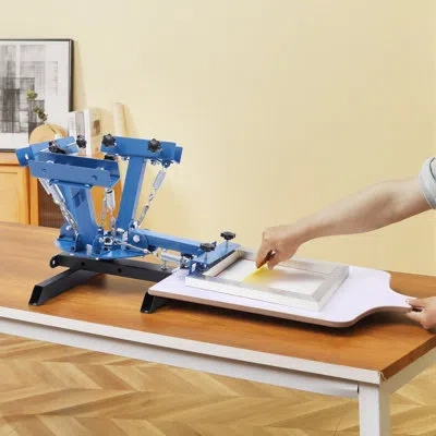 Vevor Screen Printing Machine 4 Color 1 Station Silk Screen Printing Press, 21.3 X 17.7 In, 360° Rotatable In Blue