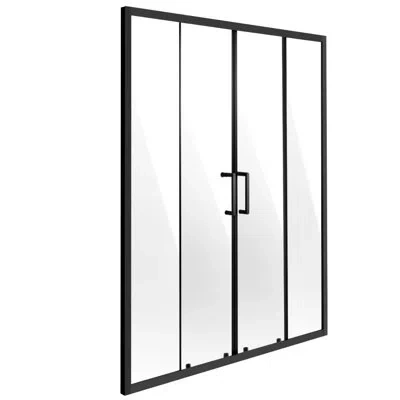 Vevor Semi-frameless Double Sliding Shower Door 1/4 In Sgcc Tempered Glass In Matte Black