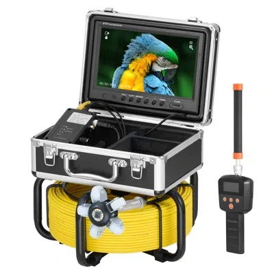Vevor Sewer Camera 165 Ft/50 M Self-leveling Drain Duct Camera With 512hz Locator In Black